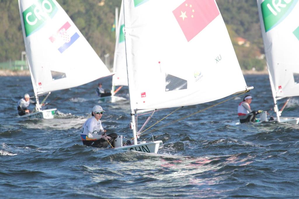 Day 6 - Laser Radial August 13, 2016. Final Qualifier. 2012 Gold medalist Lijia Xu (CHN) suffered a double DSQ © Richard Gladwell www.photosport.co.nz